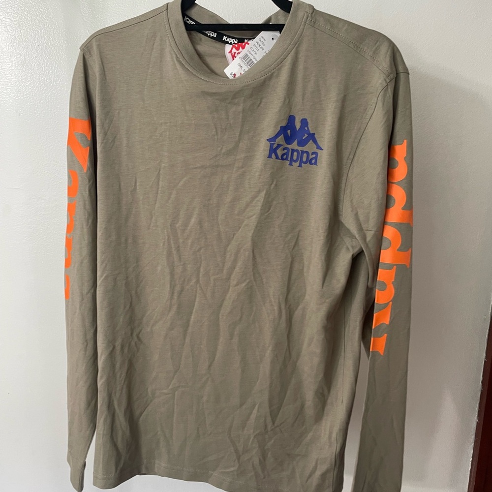 Kappa Green and Orange Long Sleeve Tee with Crew Neck